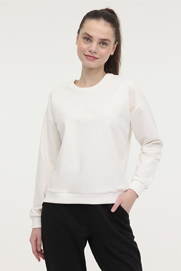 Wb C Neck 16Sn82 3Pr Ecru Women's Sweatshirt