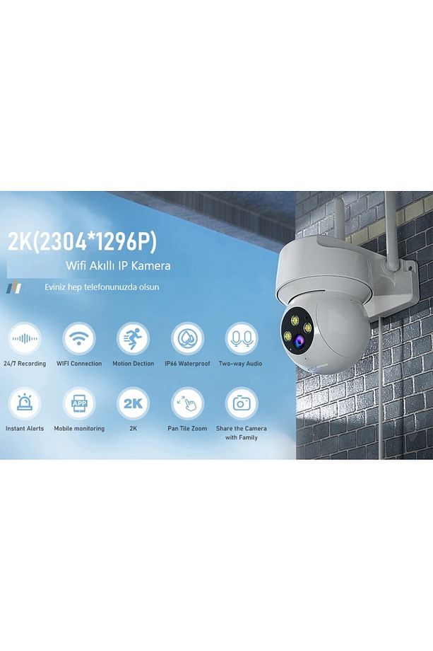 Dış Mekan Gece Görüşlü 360 Derece Wifi Akıllı Ip Kamera - Ct-4051 - 5