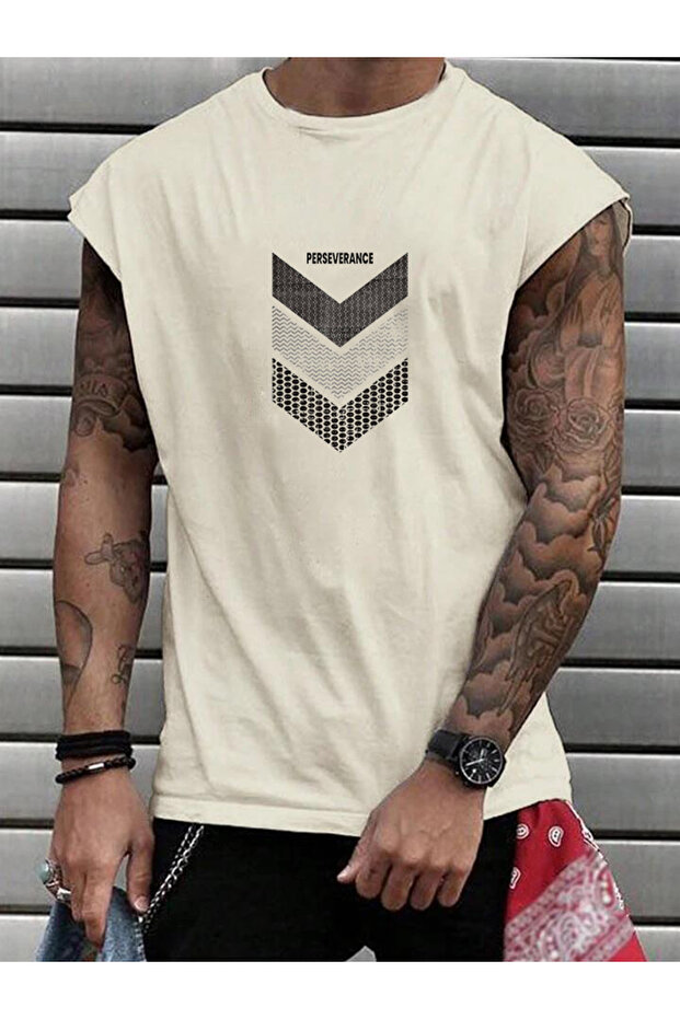 Perseverance Printed Sleeveless Tshirt Men's Zero Sleeve Clothing Sportswear Oversize T-Shirt