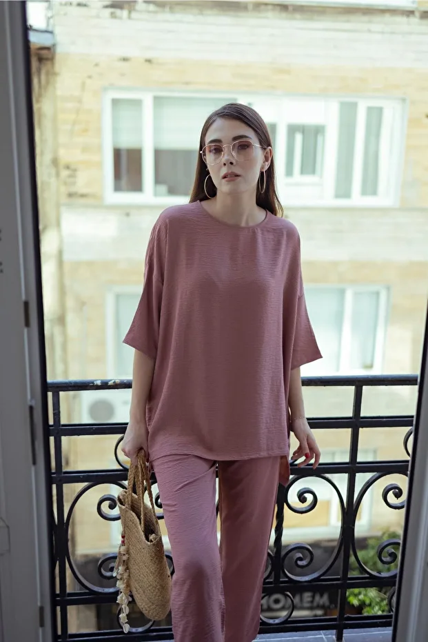 Gül Kurusu Keten Viskon Comfort Ikili Takım - 8