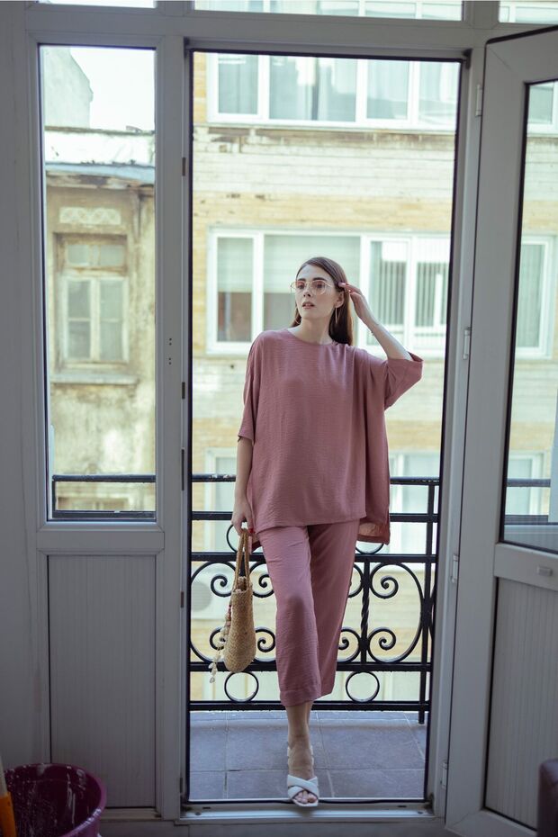 Gül Kurusu Keten Viskon Comfort Ikili Takım - 9