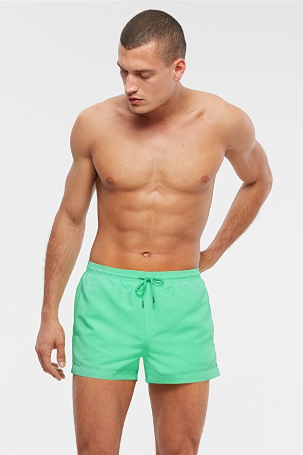 Straight Waist Adjustable Neon Swim Shorts