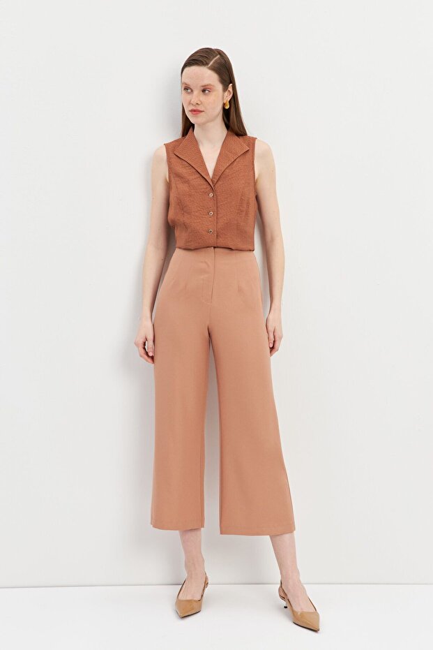 Brown Pencil High Waist Culotte Trousers