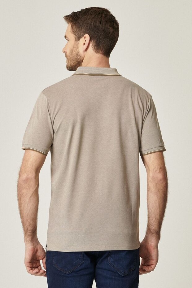 Erkek Çekmeyen Pamuklu Kumaş Comfort Fit Rahat Kesim Nefti-beyaz Kıvrılmaz Polo Yaka Cepli Tişört - 6