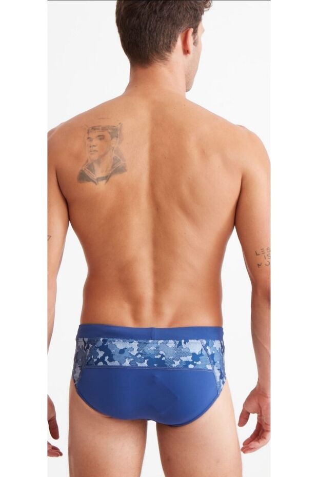 قطعة مموهة باللون الأزرق الداكن منقوشة - 2