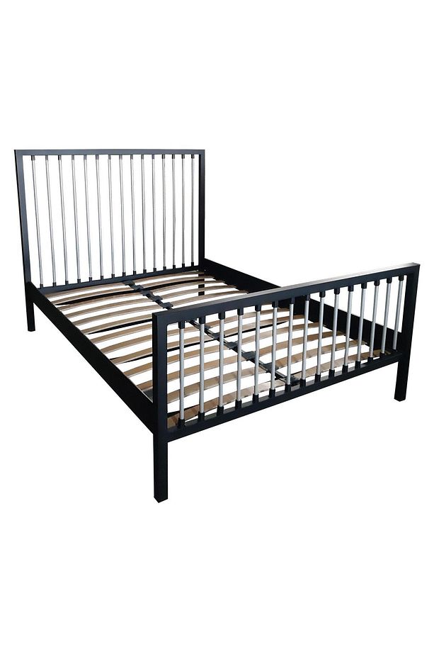 Breeze Tek Kişilik Ferforje Metal Karyola (SİYAH-GRİ) (AHŞAP LATALI) - 8