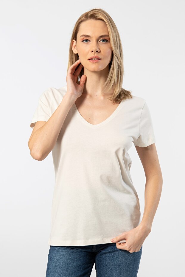 Milano Basic T-Shirt Deep V-Neck, 100% Cotton