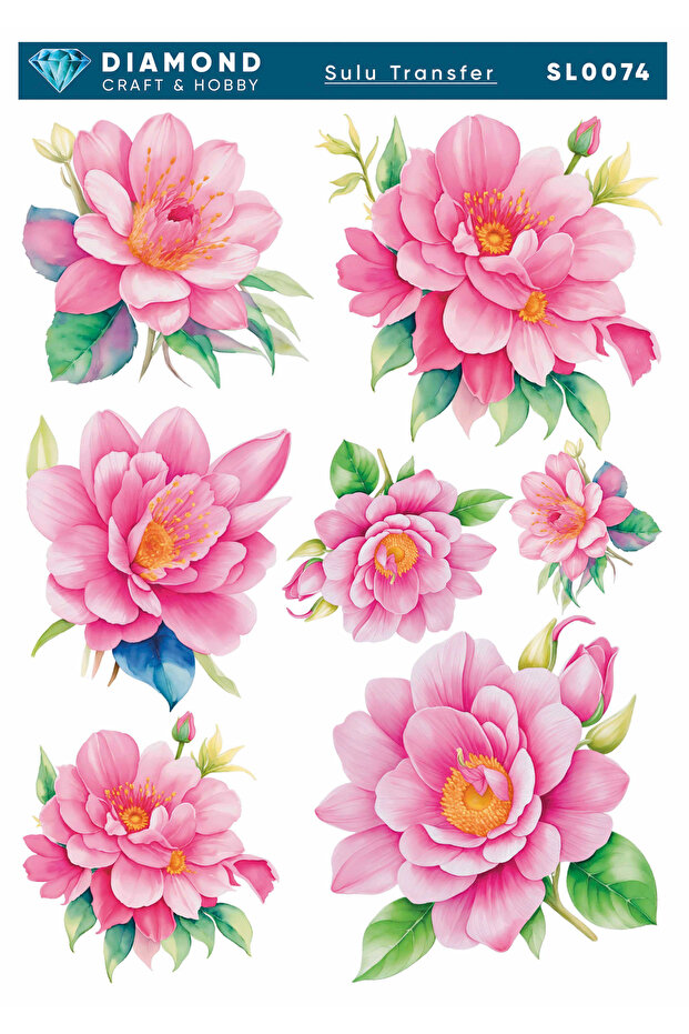 Diamond Water Transfer Paper Sl0074 25X35Cm - Pink Flower