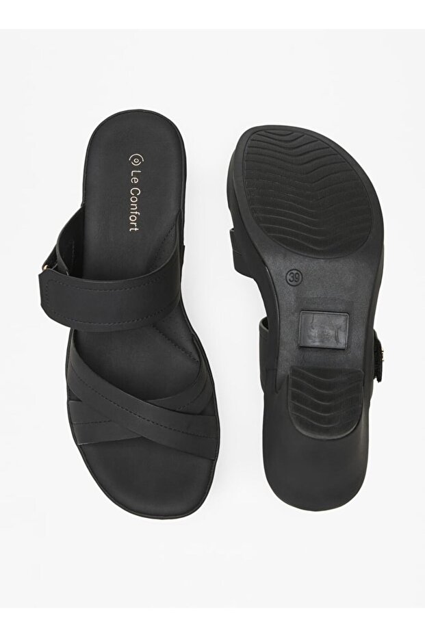 Solid Slip-On Cross Strap Sandals - 4