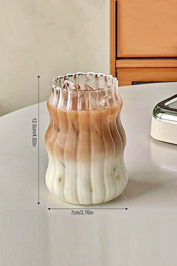 2li Pipetli Sukabağı Şekli Latte Bardak Seti Iskandinav Tarz Cam Bardak Kahve Kokteyl Sunum Bardağı - 6
