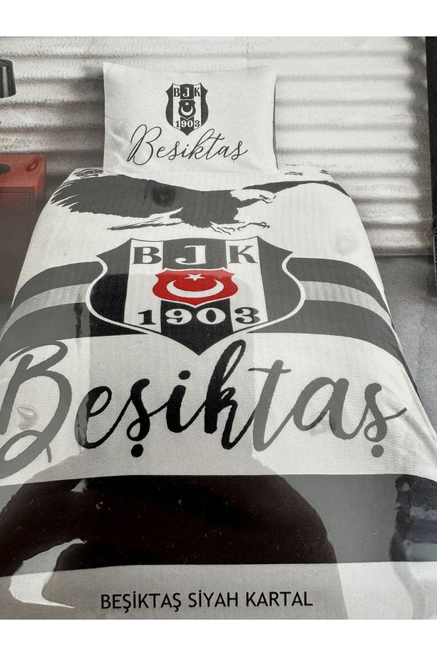 TAÇ LİSANSLI BEŞİKTAŞ BJK SİYAH KARTAL TEK KİŞİLİK PİKE TAKIMI - 1