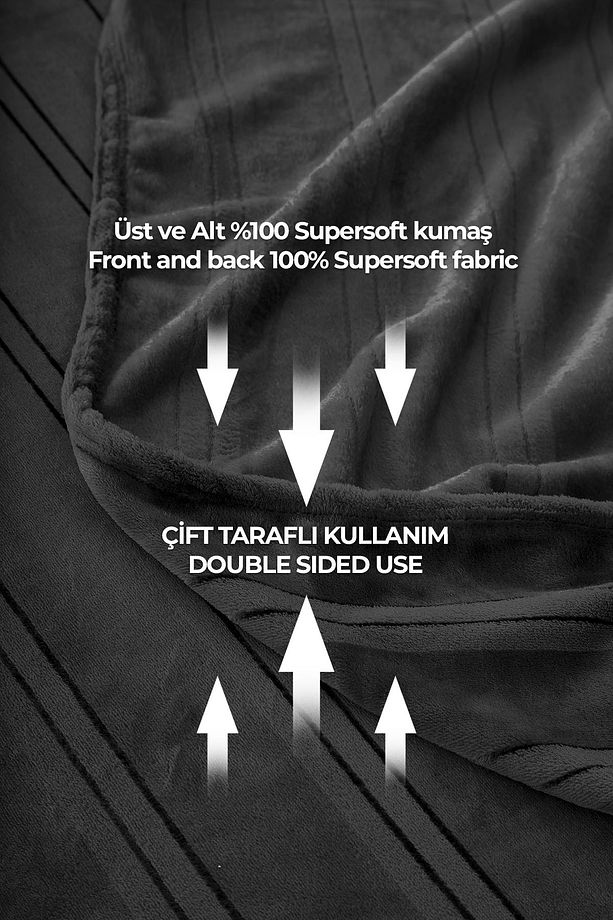 Mayer Supersoft Yumuşak Tek Kişilik Battaniye 150x230 Cm Yatak Örtüsü Antrasit - 3