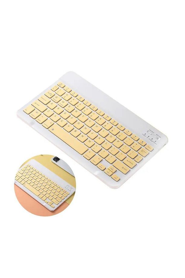 Samsung Galaxy Tab S7 FE 12.4'' SM-T733 Uyumlu Klavye Mouse Set Kablosuz Bluetoothlu Set Sarı - 2