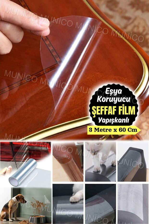 3 Metre x 60 Cm Statik Yapışkanlı Duvar Koruma Filmi: Evdeki Duvarlarınızı Korumak Mutfakta Pratik - 2
