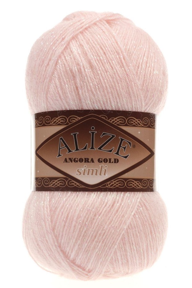 (5 Pieces) Angora Gold Glittery Hand Knitting Yarns Vest Cardigan Yarn Scarf Sweater Yarn 271 Pink Pearl