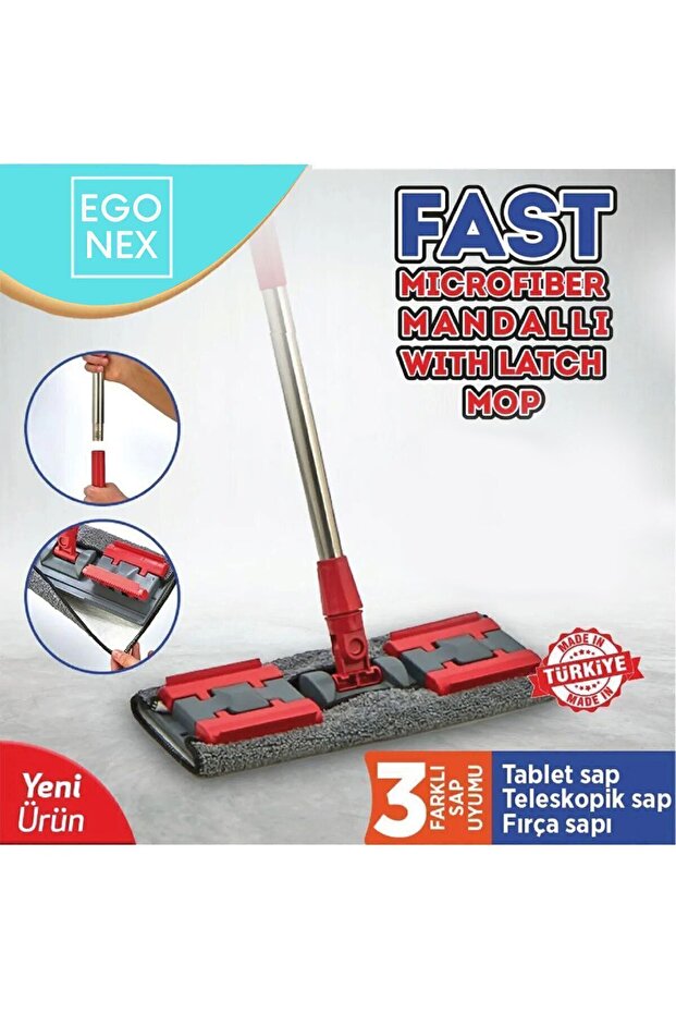 Istediğin Bezi Ve Sapı Tak Kullan (SOPASIZ) 1 Bez Mandallı Mop Teleskopik Sihirli Mop - 1
