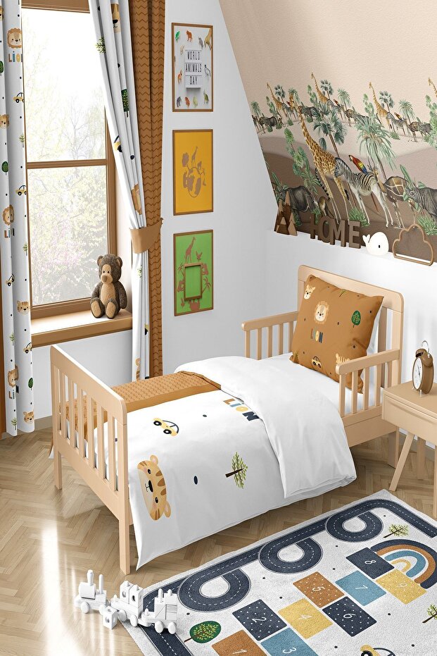 Safari Lion and Forest Patterned Duvet Cover Set TLAN-011