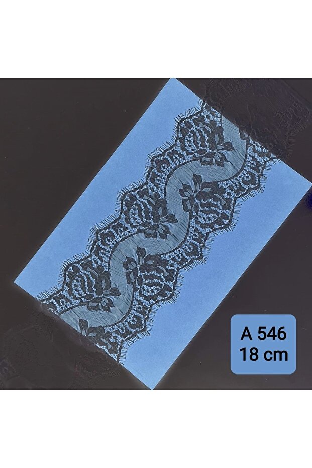 Bearded Lace (code A546) Width 18 cm Length 3 Meters Black - Ecru