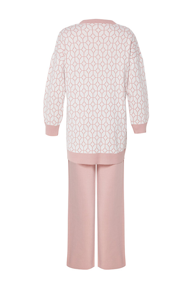 Zestaw swetrów i spodni z dzianiny w geometryczne wzory suszonej róży - TCTAW23US00006 - 7