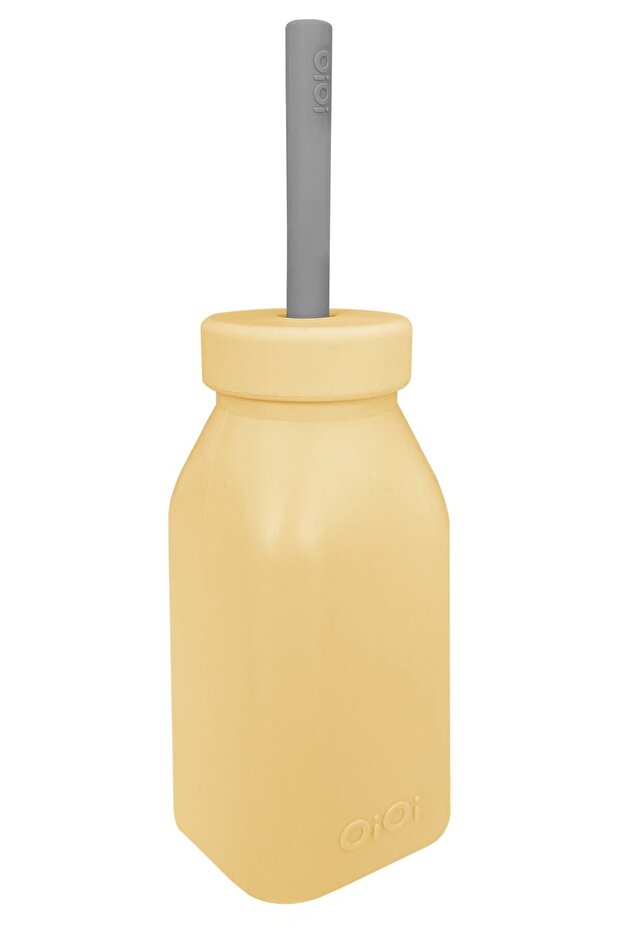 Silicone Bottle+Straw 11X23,5X5,8 cm Mellow Yellow / Powder Grey Yellow 6 Months+