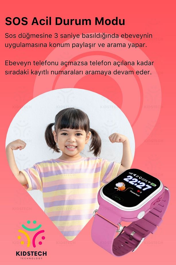 Çocuklar Için Gps Konum Btk Kayıtlı Sim Kartlı Çocuk Takip Ortam Dinleme Özellikli Q90 Akıllı Saat - 4