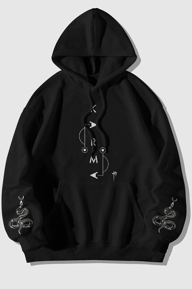 Karma 777 Printed Printed 100% Cotton Fleece Fleece Premium Black Sweatshirt