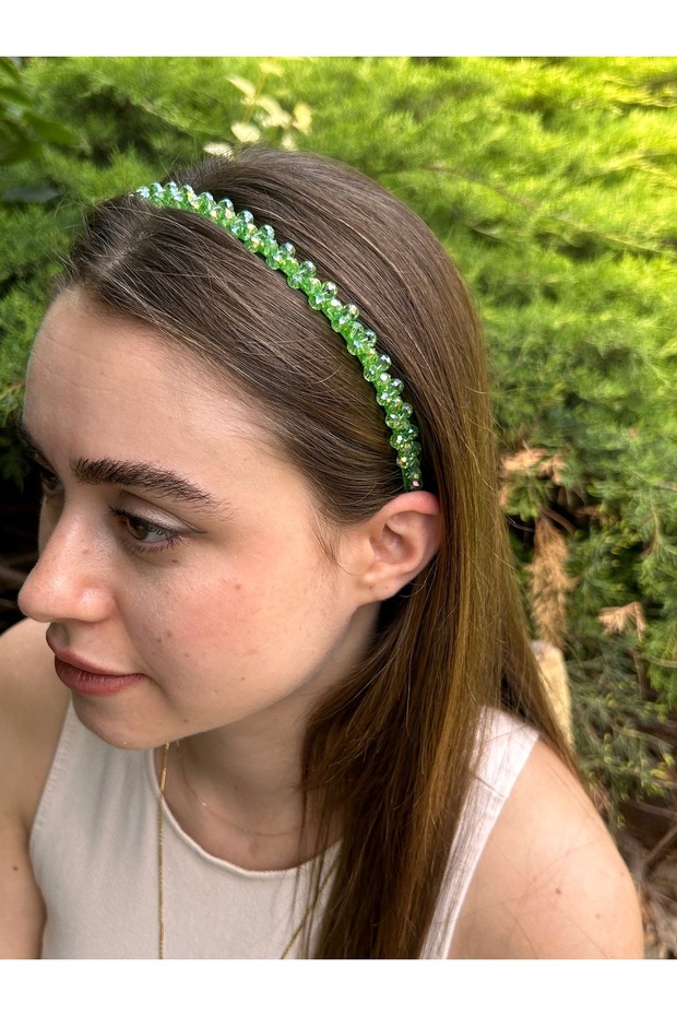 Bym569 Women's and Girls' Evening Dress Party Daily Green Crystal Stone Metal Shiny Hair Crown