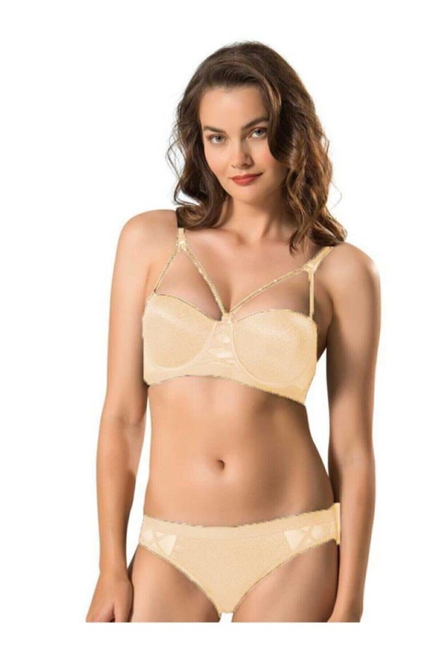 Ecru Cassie Bra Supported Bra Panty Set New Season (1 Economical)