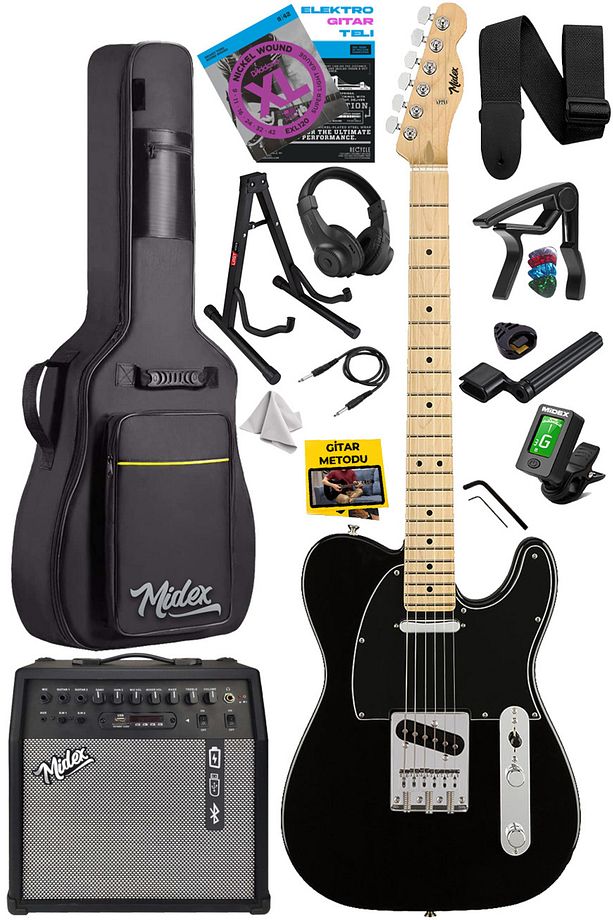 Tlx-50bk-50amp Tele Kasa Maple Klavye 2 Single-coil 50w Amfili Elektro Gitar - 1