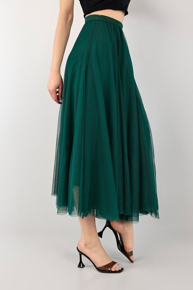 Yeşil Kat Kat Tül Etek - 2