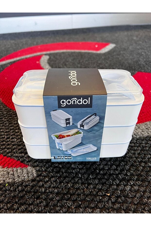 3 Layer Portable Food Container - Lunch Box - Diet Nutrition Storage Container with Fork and Spoon - 1