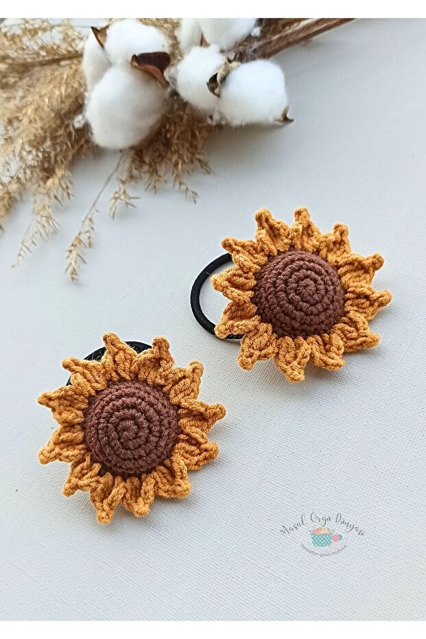 Sunflower Amigurumi Rubber Buckle Niche Hair Accessory (1 Pair)