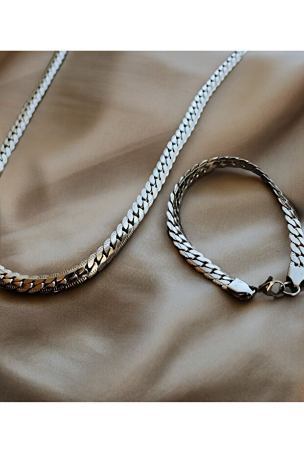 Çelik Snake Kolye & Bileklik Set - 3