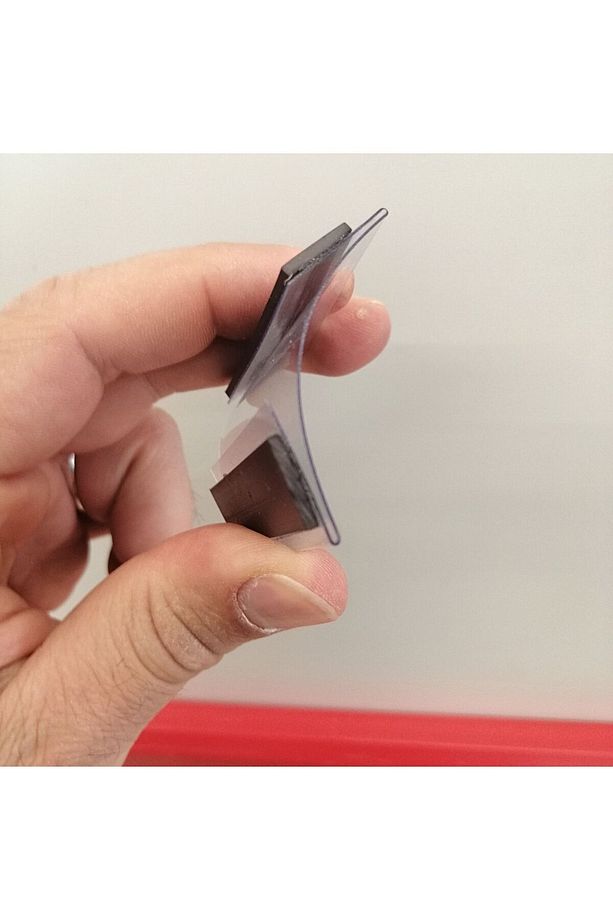10 Adet C Tipi Mıknatıslı Magnetli PVC Etiketlik İsimlik (5X5 CM) Dolap Kapakları Karekod Isimlik - 7