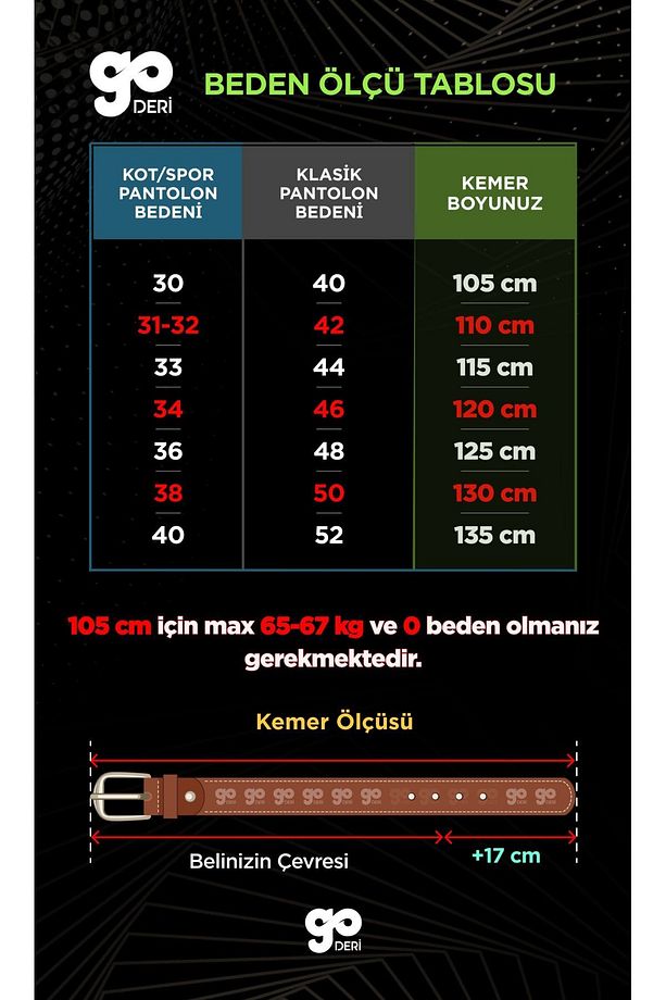 Hakiki Kaliteli Deri Taba Klasik Kumaş Pantolon Kemeri 3,5 Cm=go-dk-kla - 5