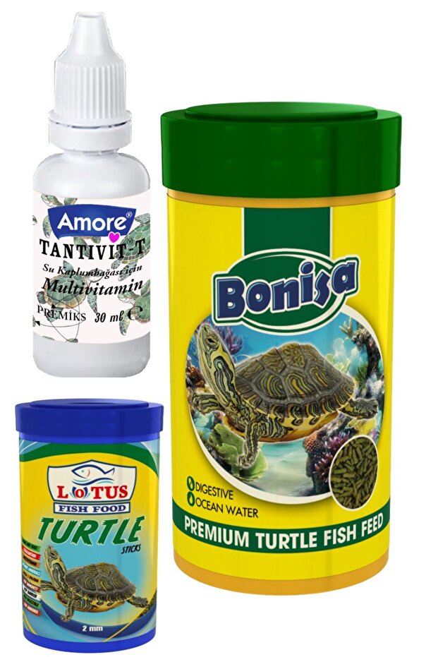 Turtle Sticks 100ml, Bonisa 250ml Kaplumbağa Yemi, Multivitamin Seti - 1