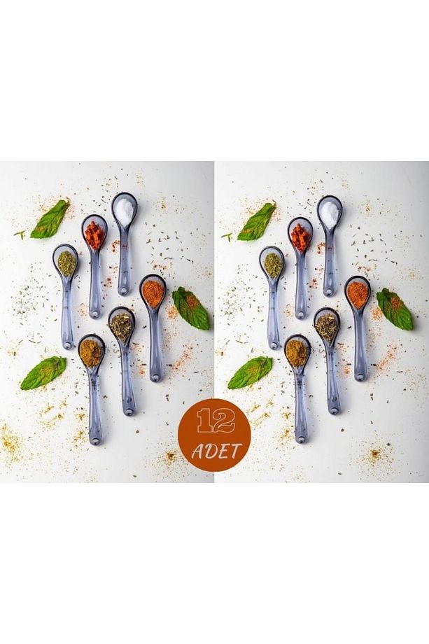 12 Adet Füme Servis Ve Baharat Kaşığı - Kahvaltılık Bal Kaşığı Şeker Reçel Servis Kaşığı - 1
