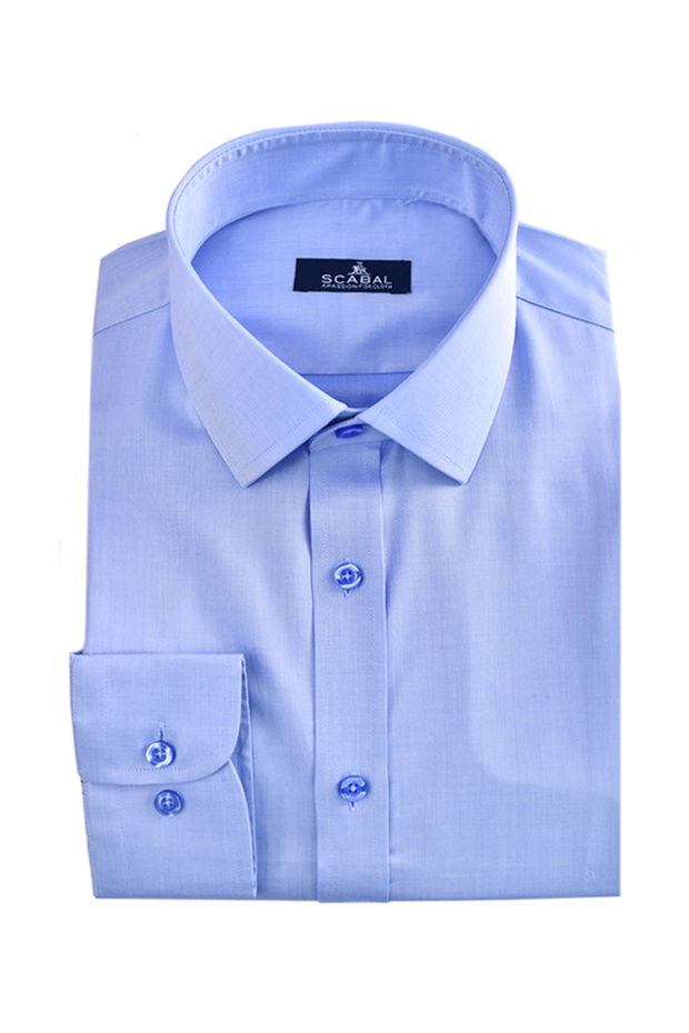 ERKEK MAVİ GABARDİN DOKU %100 MISIR PAMUĞU GÖMLEK - 1