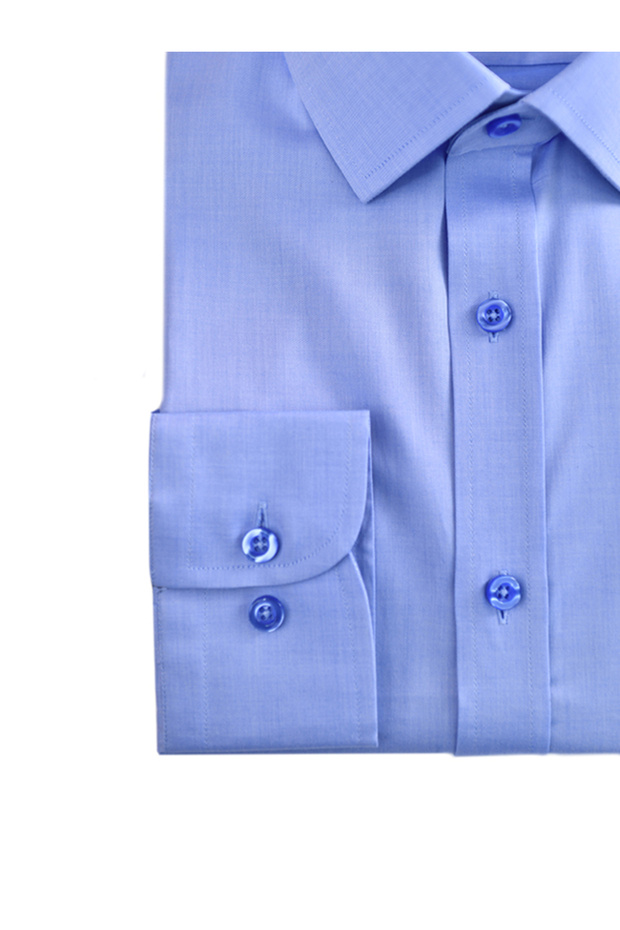 ERKEK MAVİ GABARDİN DOKU %100 MISIR PAMUĞU GÖMLEK - 2