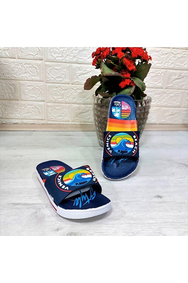 Boys' Slippers - 319 Navy Blue-White, 3D Printed
