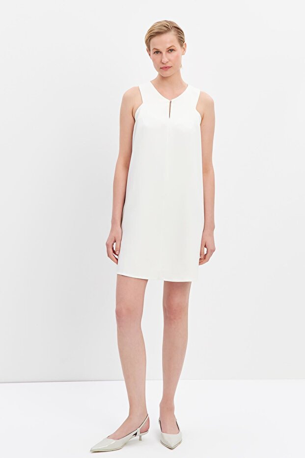 White halter neck mini dress