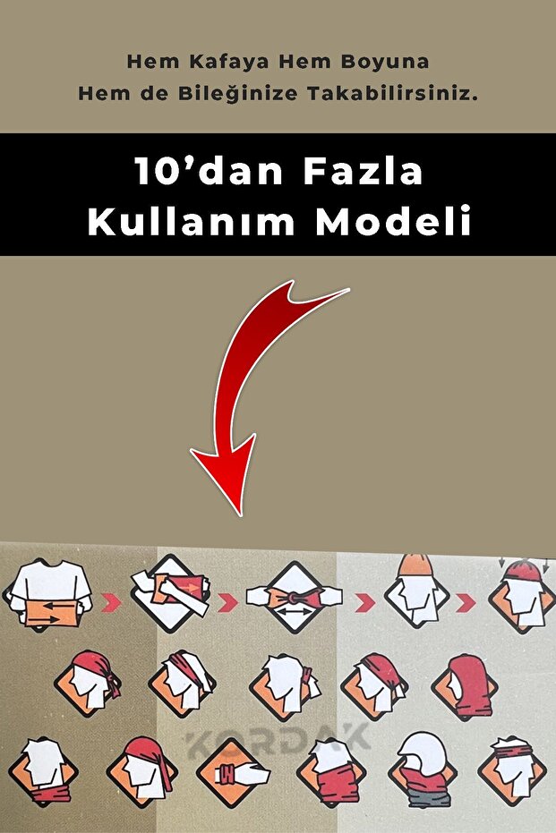 Tactical Askeri Bandana Buff - 17 Şekilde Kullanılabilen Model - Bej Siyah Kamuflaj - 7