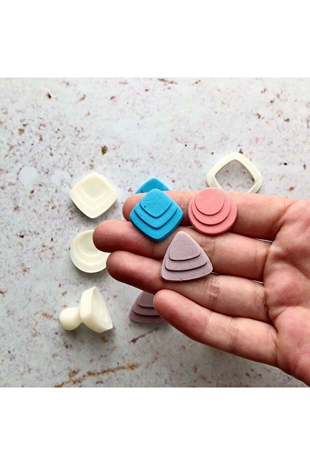 مجموعة قوالب لب السيراميك من طين البوليمر بنمط هندسي منقوش - 2 سم - 3