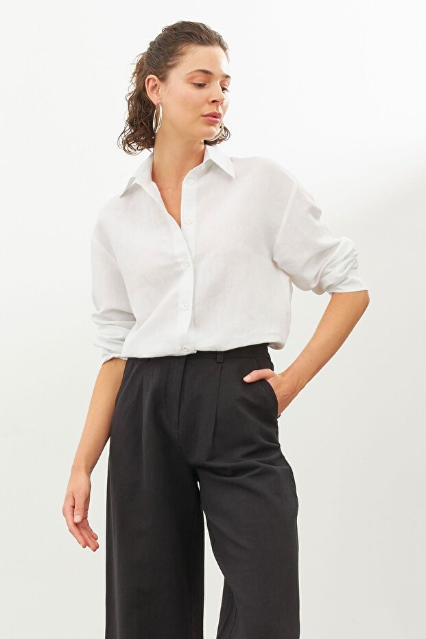 White Linen Oversize Shirt