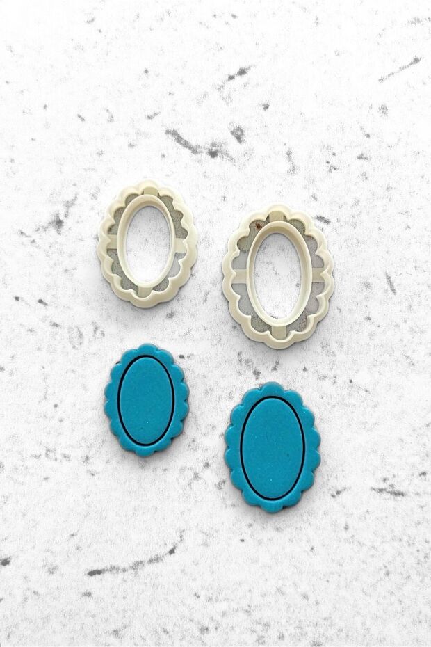 Oval Frame Polymer Clay Ceramic Dough Mold Set 3.5-4cm