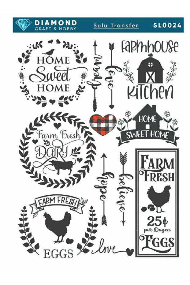 Diamond Water Transfer Paper Sl0024 25X35Cm - Farm Theme