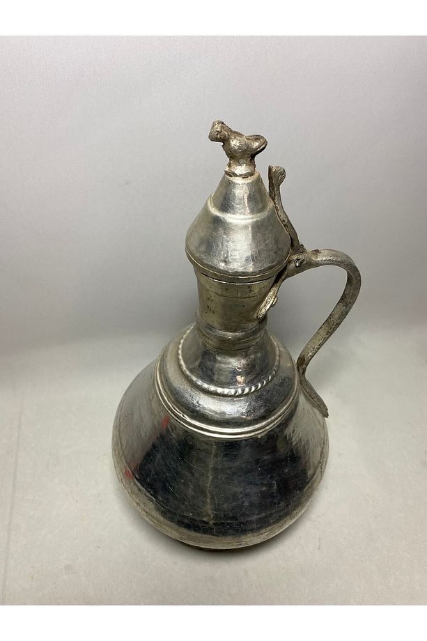 Antika El Dövme Orta Boy Kuşlu Bakır Güğüm - 3