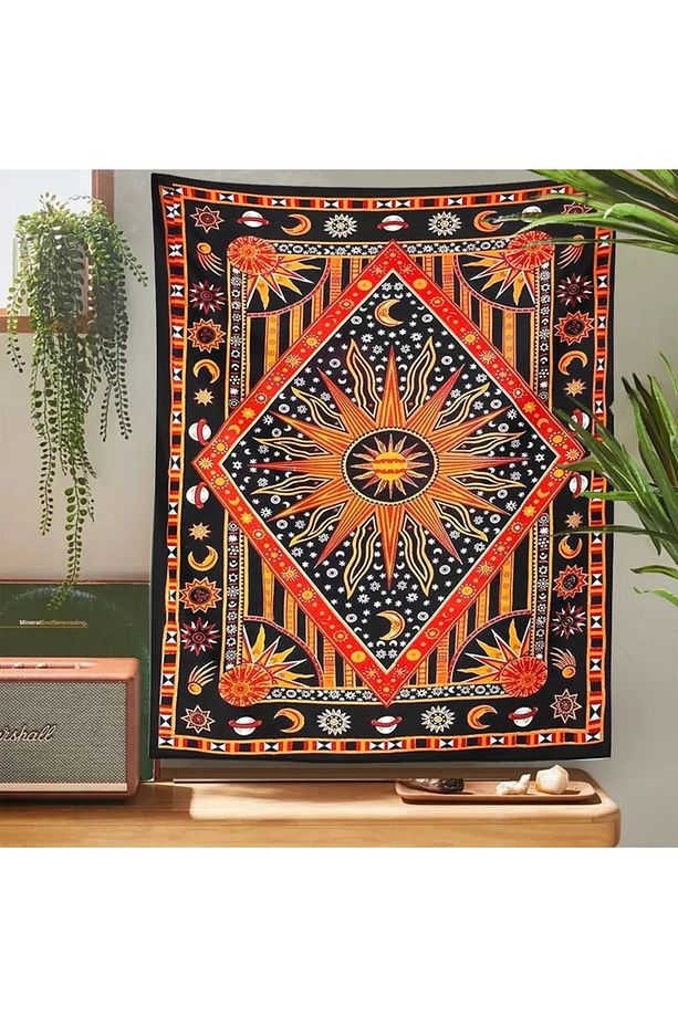 Mandala Hippi Bohem Güneş Duvar Örtüsü Dekoratif Duvar Halısı Duvar Sanatı Dekorasyon - 4