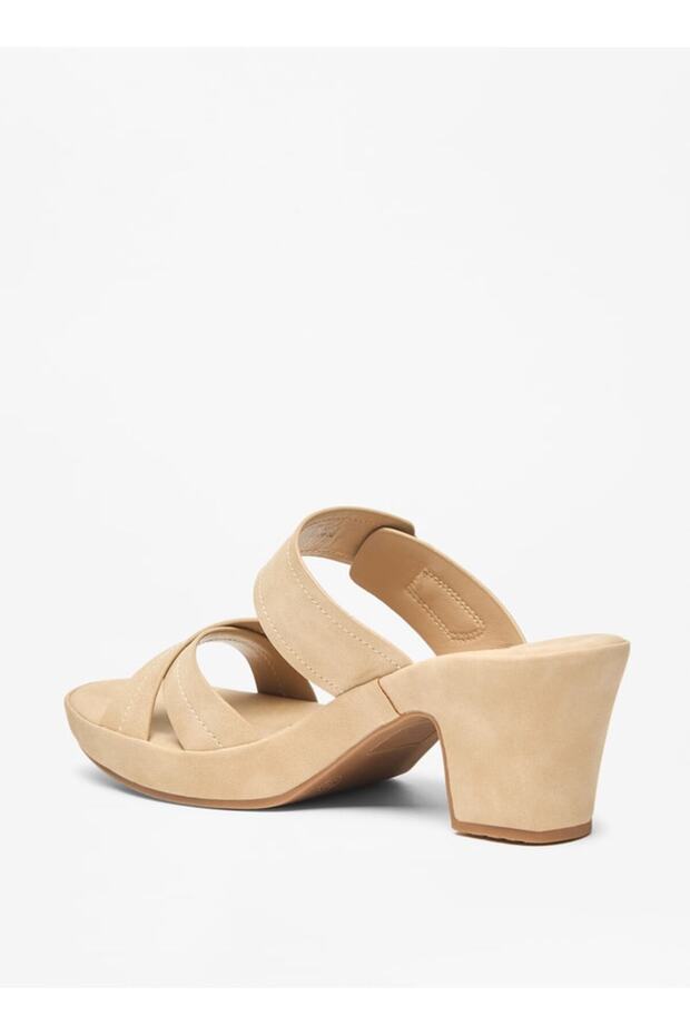 Solid Slip-On Cross Strap Sandals - 2
