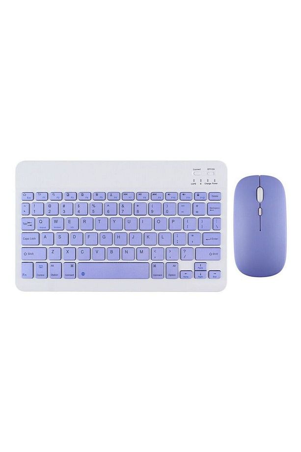 Huawei MatePad T10S Uyumlu Klavye Mouse Set Kablosuz Bluetoothlu Set Mor - 1